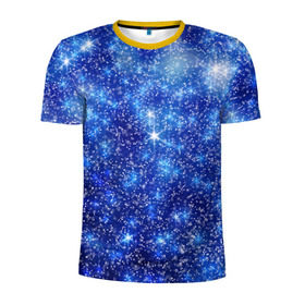 Мужская футболка 3D спортивная с принтом Новогодний блеск , 100% полиэстер с улучшенными характеристиками | приталенный силуэт, круглая горловина, широкие плечи, сужается к линии бедра | зима | конфетти | синий | снег