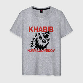 Мужская футболка хлопок с принтом Хабиб Нурмагомедов , 100% хлопок | прямой крой, круглый вырез горловины, длина до линии бедер, слегка спущенное плечо. | khabib | nurmagomedov
