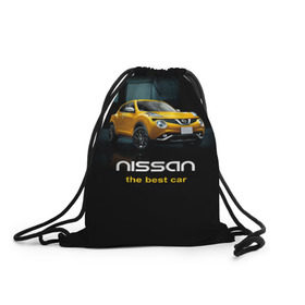 Рюкзак-мешок 3D с принтом Nissan the best car , 100% полиэстер | плотность ткани — 200 г/м2, размер — 35 х 45 см; лямки — толстые шнурки, застежка на шнуровке, без карманов и подкладки | nissan | авто | автомобиль | водитель | машина | ниссан | тачка