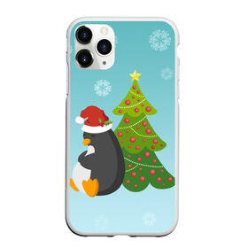 Чехол для iPhone 11 Pro Max матовый с принтом Новогодний пингвинчик , Силикон |  | елка | новый год | пингвин