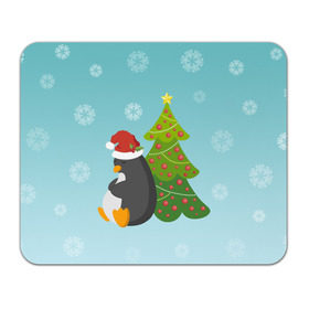 Коврик прямоугольный с принтом Новогодний пингвинчик , натуральный каучук | размер 230 х 185 мм; запечатка лицевой стороны | елка | новый год | пингвин