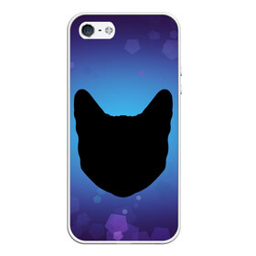 Чехол для iPhone 5/5S матовый с принтом Силуэт черной кошки , Силикон | Область печати: задняя сторона чехла, без боковых панелей | кошка | силуэт | синий | фиолетовый | черный