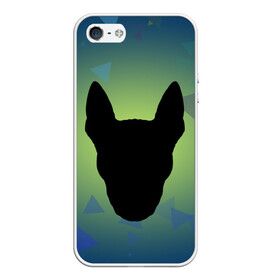 Чехол для iPhone 5/5S матовый с принтом силуэт Бультерьера , Силикон | Область печати: задняя сторона чехла, без боковых панелей | зеленый | силуэт | синий | собака | черный