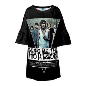 Детское платье 3D с принтом Bring Me The Horizon , 100% полиэстер | прямой силуэт, чуть расширенный к низу. Круглая горловина, на рукавах — воланы | bmth | bring me | bring me the horizon | bring me the horizont | doomed | бринг ми | бринг ми зе | бринг ми зе хоризон