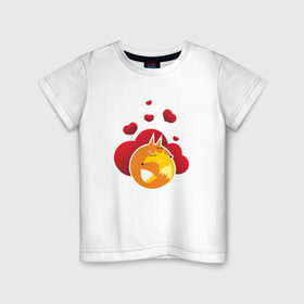 Детская футболка хлопок с принтом Влюбленные лисы , 100% хлопок | круглый вырез горловины, полуприлегающий силуэт, длина до линии бедер | Тематика изображения на принте: 