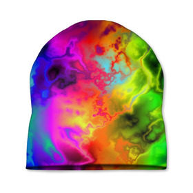 Шапка 3D с принтом Красочное безумие , 100% полиэстер | универсальный размер, печать по всей поверхности изделия | кислота | радуга | разноцветный | яркий