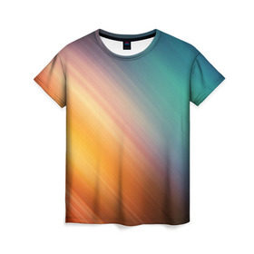 Женская футболка 3D с принтом Стильный окрас , 100% полиэфир ( синтетическое хлопкоподобное полотно) | прямой крой, круглый вырез горловины, длина до линии бедер | градиент | полосы | разноцветный