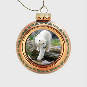 Стеклянный ёлочный шар с принтом Белый медведь , Стекло | Диаметр: 80 мм | Тематика изображения на принте: арктика