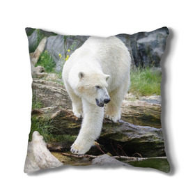 Подушка 3D с принтом Белый медведь , наволочка – 100% полиэстер, наполнитель – холлофайбер (легкий наполнитель, не вызывает аллергию). | состоит из подушки и наволочки. Наволочка на молнии, легко снимается для стирки | арктика