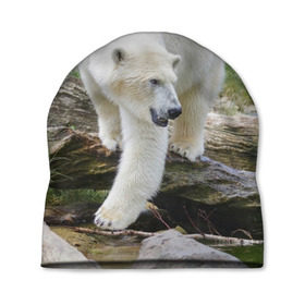 Шапка 3D с принтом Белый медведь , 100% полиэстер | универсальный размер, печать по всей поверхности изделия | арктика
