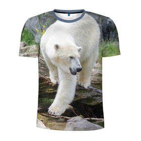 Мужская футболка 3D спортивная с принтом Белый медведь , 100% полиэстер с улучшенными характеристиками | приталенный силуэт, круглая горловина, широкие плечи, сужается к линии бедра | Тематика изображения на принте: арктика