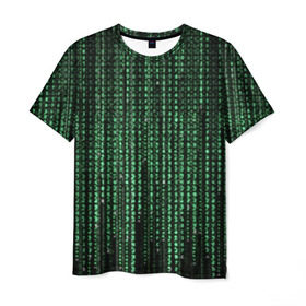 Мужская футболка 3D с принтом Матрица , 100% полиэфир | прямой крой, круглый вырез горловины, длина до линии бедер | атака | буквы | виртуальный мир | вирус | гаджет | девайс | иероглифы | интернет | компьютер | матрица | паутина | программист | сеть | символы | софт | хакер | цифры