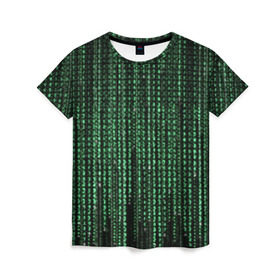 Женская футболка 3D с принтом Матрица , 100% полиэфир ( синтетическое хлопкоподобное полотно) | прямой крой, круглый вырез горловины, длина до линии бедер | атака | буквы | виртуальный мир | вирус | гаджет | девайс | иероглифы | интернет | компьютер | матрица | паутина | программист | сеть | символы | софт | хакер | цифры