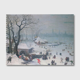 Альбом для рисования с принтом Зимний пейзаж , 100% бумага
 | матовая бумага, плотность 200 мг. | Тематика изображения на принте: 