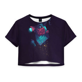 Женская футболка 3D укороченная с принтом Crab , 100% полиэстер | круглая горловина, длина футболки до линии талии, рукава с отворотами | bard | league of legends | бард | лига легенд