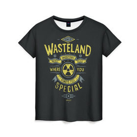 Женская футболка 3D с принтом Come to Wasteland , 100% полиэфир ( синтетическое хлопкоподобное полотно) | прямой крой, круглый вырез горловины, длина до линии бедер | atom | bomb | boy | fallout | radioactive | vault | wasteland | атом | бой | бомба | волт | мальчик | радиация | фоллаут | ядерная