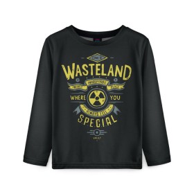 Детский лонгслив 3D с принтом Come to Wasteland , 100% полиэстер | длинные рукава, круглый вырез горловины, полуприлегающий силуэт
 | atom | bomb | boy | fallout | radioactive | vault | wasteland | атом | бой | бомба | волт | мальчик | радиация | фоллаут | ядерная