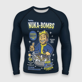 Мужской рашгард 3D с принтом Nuka Bombs ,  |  | atom | bomb | boy | fallout | radioactive | vault | wasteland | атом | бой | бомба | волт | мальчик | радиация | фоллаут | ядерная