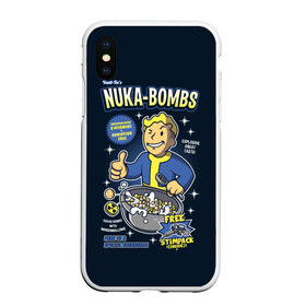 Чехол для iPhone XS Max матовый с принтом Nuka Bombs , Силикон | Область печати: задняя сторона чехла, без боковых панелей | atom | bomb | boy | fallout | radioactive | vault | wasteland | атом | бой | бомба | волт | мальчик | радиация | фоллаут | ядерная