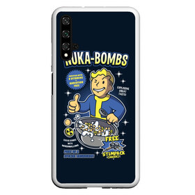 Чехол для Honor 20 с принтом Nuka Bombs , Силикон | Область печати: задняя сторона чехла, без боковых панелей | Тематика изображения на принте: atom | bomb | boy | fallout | radioactive | vault | wasteland | атом | бой | бомба | волт | мальчик | радиация | фоллаут | ядерная