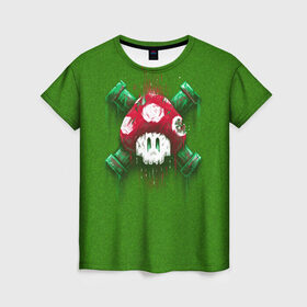 Женская футболка 3D с принтом Mario Mushroom , 100% полиэфир ( синтетическое хлопкоподобное полотно) | прямой крой, круглый вырез горловины, длина до линии бедер | 8 bit | 8 бит | nintendo | гриб | нинтендо