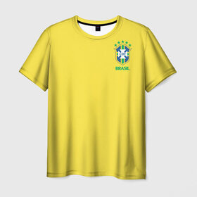 Мужская футболка 3D с принтом Сборная Бразилии , 100% полиэфир | прямой крой, круглый вырез горловины, длина до линии бедер | brazil | америка | бразилия