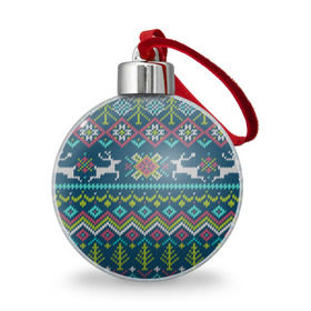 Ёлочный шар с принтом Вязаный узор 6 , Пластик | Диаметр: 77 мм | ангел | ёлка | ель | зима | колокольчик | нг | новый год | олень | рождество | санта | свитер | снег