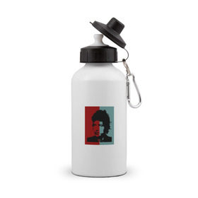 Бутылка спортивная с принтом Bob Dylan , металл | емкость — 500 мл, в комплекте две пластиковые крышки и карабин для крепления | дилан | знаменитости | музыка | рок