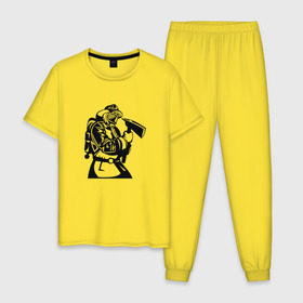 Мужская пижама хлопок с принтом МЧС , 100% хлопок | брюки и футболка прямого кроя, без карманов, на брюках мягкая резинка на поясе и по низу штанин
 | мчс