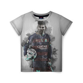 Детская футболка 3D с принтом Lionel Messi , 100% гипоаллергенный полиэфир | прямой крой, круглый вырез горловины, длина до линии бедер, чуть спущенное плечо, ткань немного тянется | лионель | месси