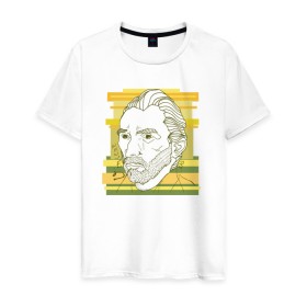 Мужская футболка хлопок с принтом Ван Гог , 100% хлопок | прямой крой, круглый вырез горловины, длина до линии бедер, слегка спущенное плечо. | ван гог | геометрия | глаз | знаенитость | лайнворк | мода | рисунок | тату | художник