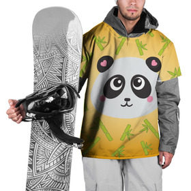 Накидка на куртку 3D с принтом Панда с бамбуком , 100% полиэстер |  | бамбук | оранжевый | панда