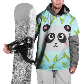 Накидка на куртку 3D с принтом Панда с бамбуком , 100% полиэстер |  | бамбук | панда