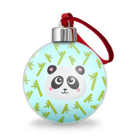 Ёлочный шар с принтом Панда с бамбуком , Пластик | Диаметр: 77 мм | бамбук | панда