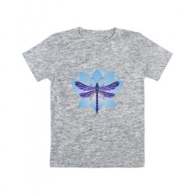 Детская футболка хлопок с принтом Стрекоза на лотосе , 100% хлопок | круглый вырез горловины, полуприлегающий силуэт, длина до линии бедер | лотос | насекомые | стрекоза | цветы