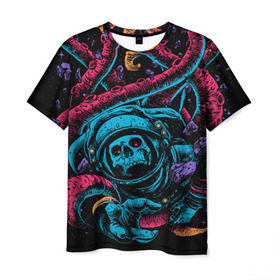 Мужская футболка 3D с принтом Космический осьминог , 100% полиэфир | прямой крой, круглый вырез горловины, длина до линии бедер | astro | cosmo | galaxy | kraken | octopus | space | астронавт | галактика | космонавт | космос | кракен | осьминог