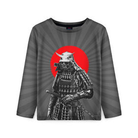 Детский лонгслив 3D с принтом Мертвый самурай , 100% полиэстер | длинные рукава, круглый вырез горловины, полуприлегающий силуэт
 | bone | japan | samurai | skelet | skull | warrior | воин | катана | кости | меч | самурай | скелет | череп | япония