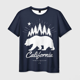 Мужская футболка 3D с принтом California Republic , 100% полиэфир | прямой крой, круглый вырез горловины, длина до линии бедер | america | bear | california | united states | usa | америка | калифорния | медведь | сша | штаты