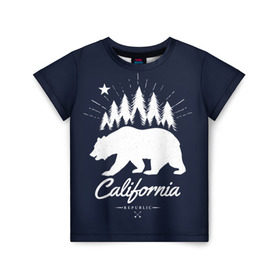 Детская футболка 3D с принтом California Republic , 100% гипоаллергенный полиэфир | прямой крой, круглый вырез горловины, длина до линии бедер, чуть спущенное плечо, ткань немного тянется | Тематика изображения на принте: america | bear | california | united states | usa | америка | калифорния | медведь | сша | штаты