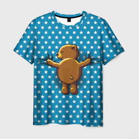 Мужская футболка 3D с принтом Медвежьи объятия , 100% полиэфир | прямой крой, круглый вырез горловины, длина до линии бедер | Тематика изображения на принте: bear | beast | kid | love | teddy | toy | звезды | зверь | игрушка | любовь | медведь | мишка