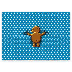 Поздравительная открытка с принтом Медвежьи объятия , 100% бумага | плотность бумаги 280 г/м2, матовая, на обратной стороне линовка и место для марки
 | bear | beast | kid | love | teddy | toy | звезды | зверь | игрушка | любовь | медведь | мишка