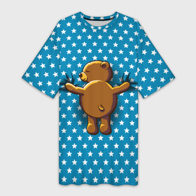 Платье-футболка 3D с принтом Медвежьи объятия ,  |  | bear | beast | kid | love | teddy | toy | звезды | зверь | игрушка | любовь | медведь | мишка