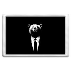 Магнит 45*70 с принтом Медведь бизнесмен , Пластик | Размер: 78*52 мм; Размер печати: 70*45 | Тематика изображения на принте: animal | bear | beast | business | suit | бизнес | джентльмен | животное | зверь | медведь | смокинг