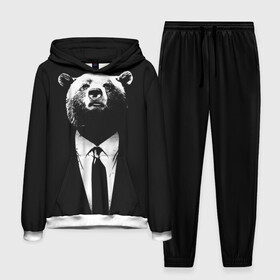 Мужской костюм 3D (с толстовкой) с принтом Медведь бизнесмен ,  |  | Тематика изображения на принте: animal | bear | beast | business | suit | бизнес | джентльмен | животное | зверь | медведь | смокинг