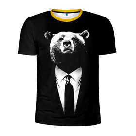 Мужская футболка 3D спортивная с принтом Медведь бизнесмен , 100% полиэстер с улучшенными характеристиками | приталенный силуэт, круглая горловина, широкие плечи, сужается к линии бедра | animal | bear | beast | business | suit | бизнес | джентльмен | животное | зверь | медведь | смокинг