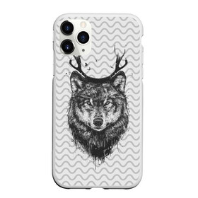 Чехол для iPhone 11 Pro матовый с принтом Рогатый волк , Силикон |  | animal | beast | deer | moon | rage | roar | wild | wolf | вой | волк | животное | зверь | луна | олень | рога