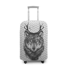 Чехол для чемодана 3D с принтом Рогатый волк , 86% полиэфир, 14% спандекс | двустороннее нанесение принта, прорези для ручек и колес | animal | beast | deer | moon | rage | roar | wild | wolf | вой | волк | животное | зверь | луна | олень | рога