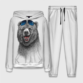 Женский костюм 3D (с толстовкой) с принтом Счастливый медведь ,  |  | animal | bear | beast | fashion | funny | животное | зверь | медведь | мода | радость | счастье