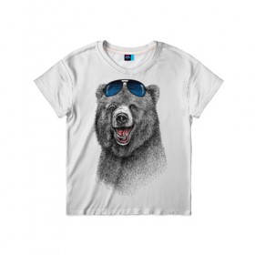 Детская футболка 3D с принтом Счастливый медведь , 100% гипоаллергенный полиэфир | прямой крой, круглый вырез горловины, длина до линии бедер, чуть спущенное плечо, ткань немного тянется | animal | bear | beast | fashion | funny | животное | зверь | медведь | мода | радость | счастье