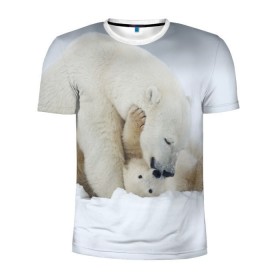 Мужская футболка 3D спортивная с принтом Идиллия , 100% полиэстер с улучшенными характеристиками | приталенный силуэт, круглая горловина, широкие плечи, сужается к линии бедра | Тематика изображения на принте: айсберг | арктика | животные | лёд | медведи | природа | север | снег